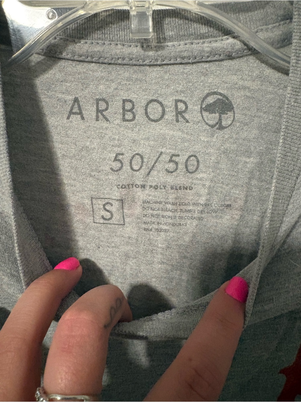 Arbor Short Sleeve Heather Gray Tee with Red 'A' Chest Logo - Picture 2 of 3